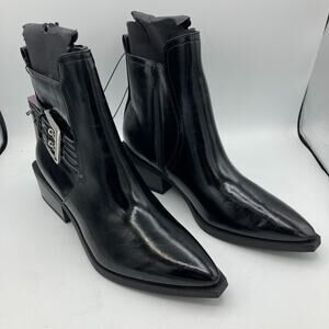 Wild Fable Giovanna Buckle Western Ankle Boots with Memory Foam Insole Black 10